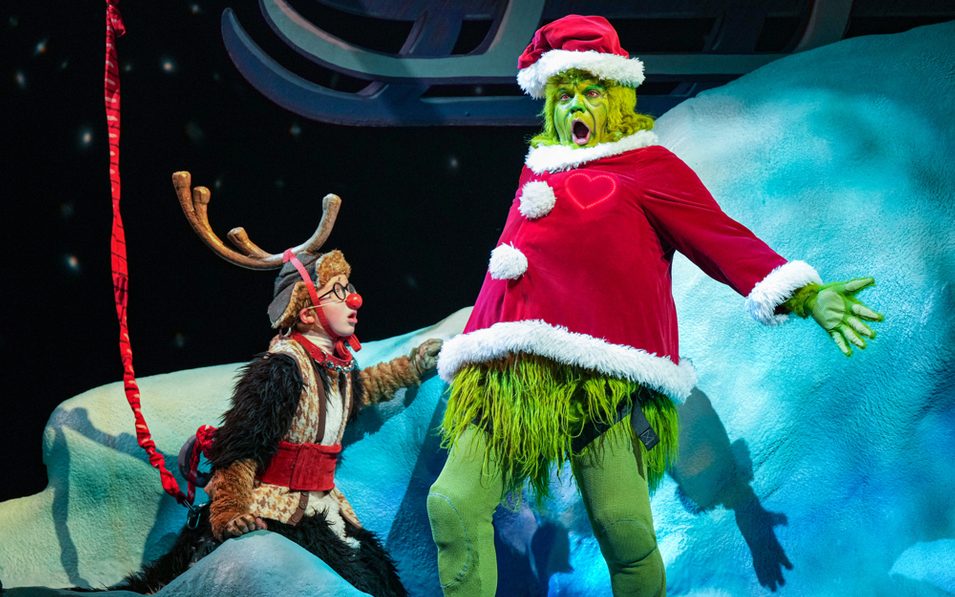 Reed Sigmund and Matthew Woody in Dr. Seuss's How The Grinch Stole Christmas! Photo by Glen Stubbe Photography.