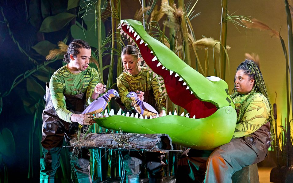 Lawrence Hodgson-Mullings, Philippa Hogg and Elliotte Williams-N_Dure in The Enormous Crocodile. Credit Manuel Harlan Croc-021