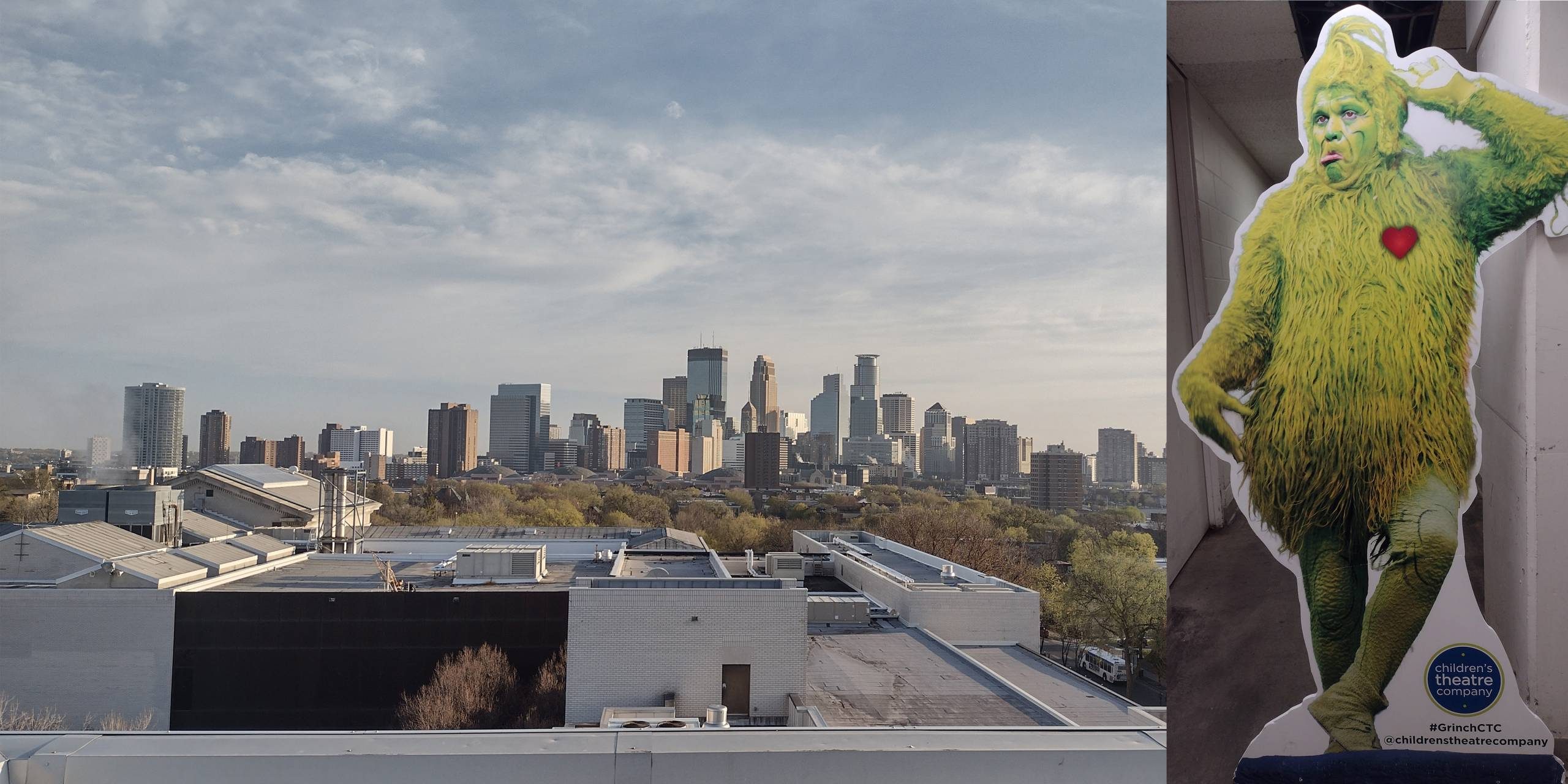 UHG Rooftop View and Grinch Cut out